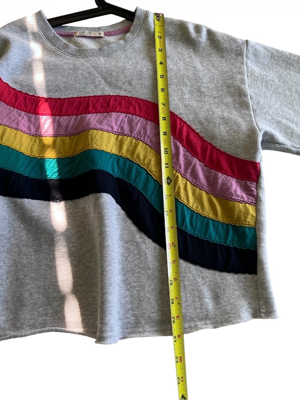 Marine Layer XS Cropped Color Stripe Sweatshirt - Gray - Picture 8 of 8